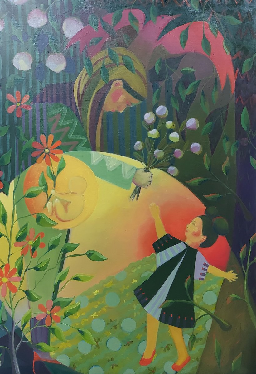 Impressionistic Portrait Oil Painting By Gitti Gv, 28 X 39, Circle Of Life, Original Artwork