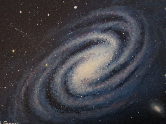 Blue Galaxy Acrylic Painting 10'' X 12''