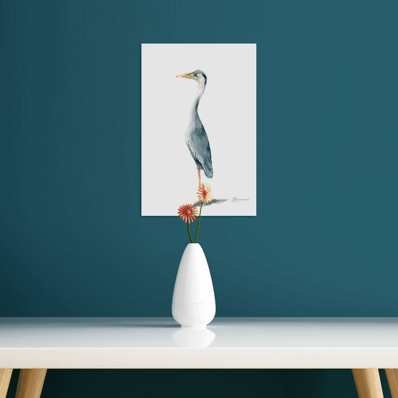 Lonely Heron (the second of 2)  -  Original Watercolor Painting