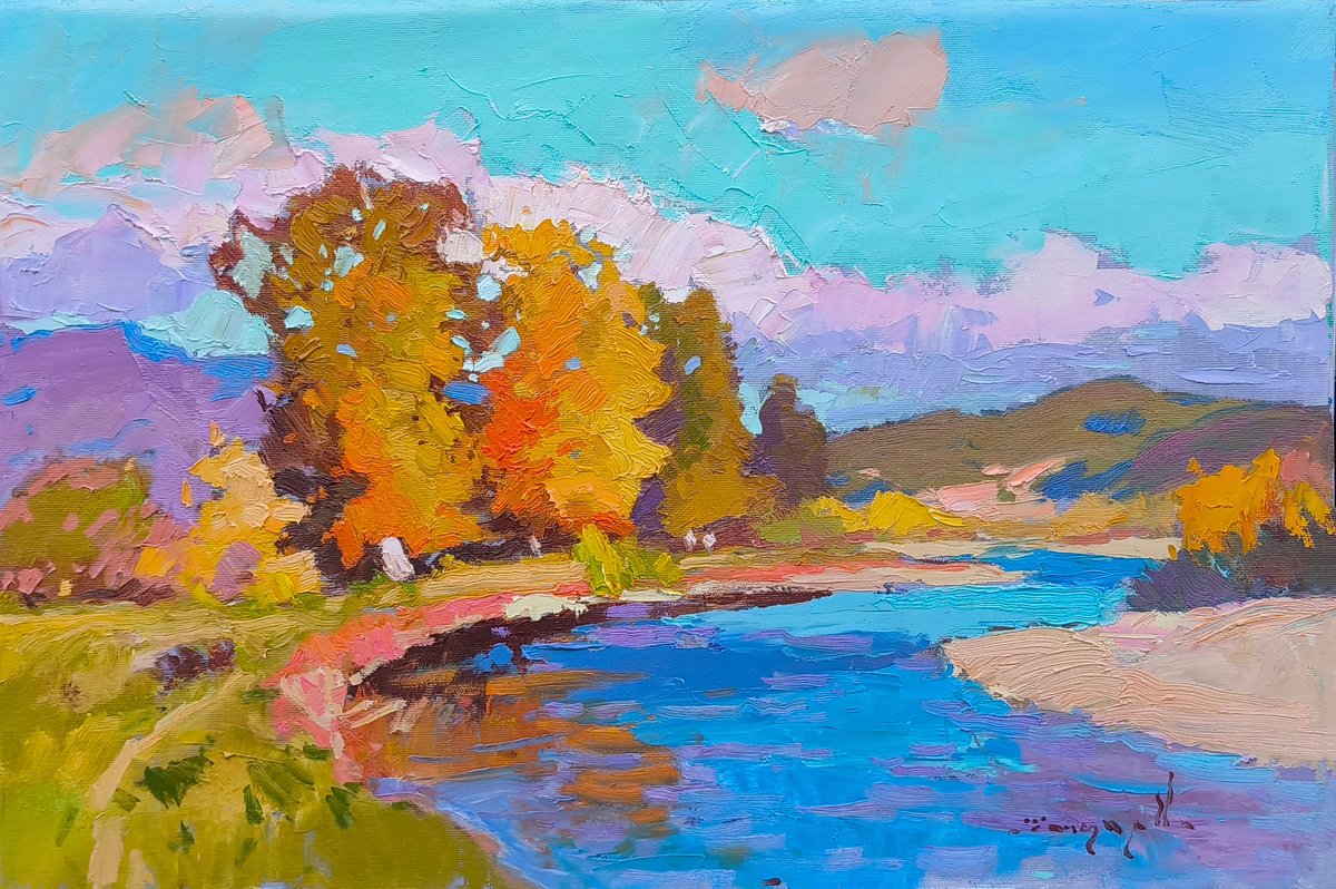 Impressionistic Landscape Oil Painting By Alexander Shandor, 24 X 16, Breath Of Autumn, Original Artwork