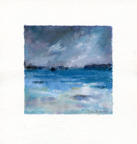 Storm Approaching, original Watercolour, 20cm x 20cm, gift, framed