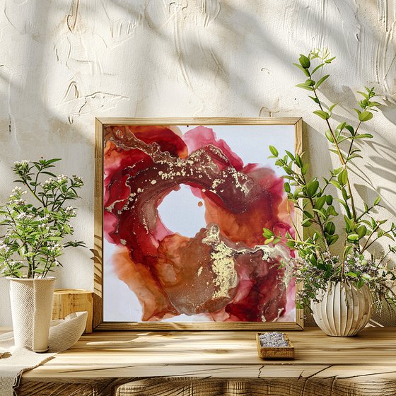 Red Gold Abstract Canvas Art