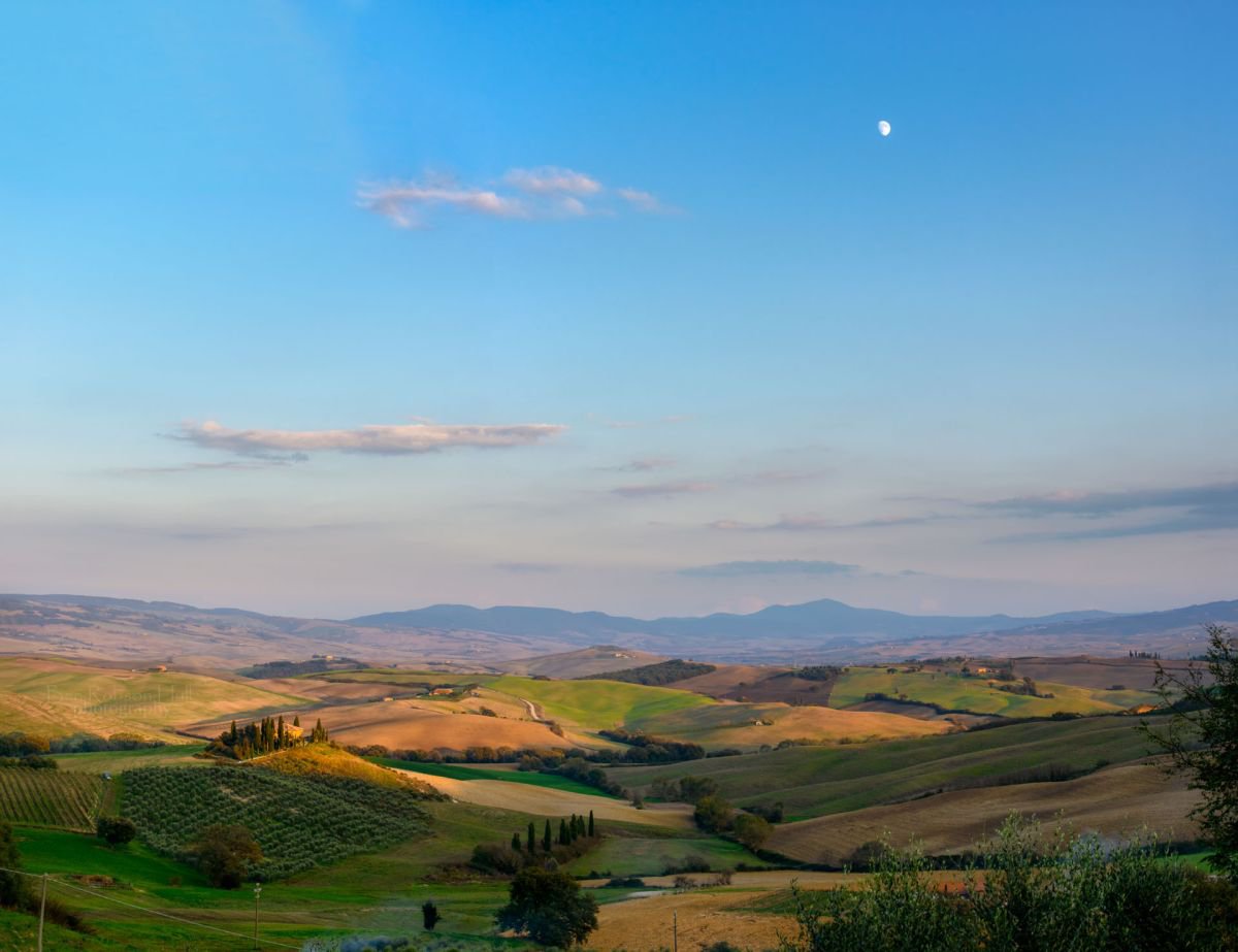 Moonrise Over Belvedere Farm, Tuscany - A3 by Ben Robson Hull