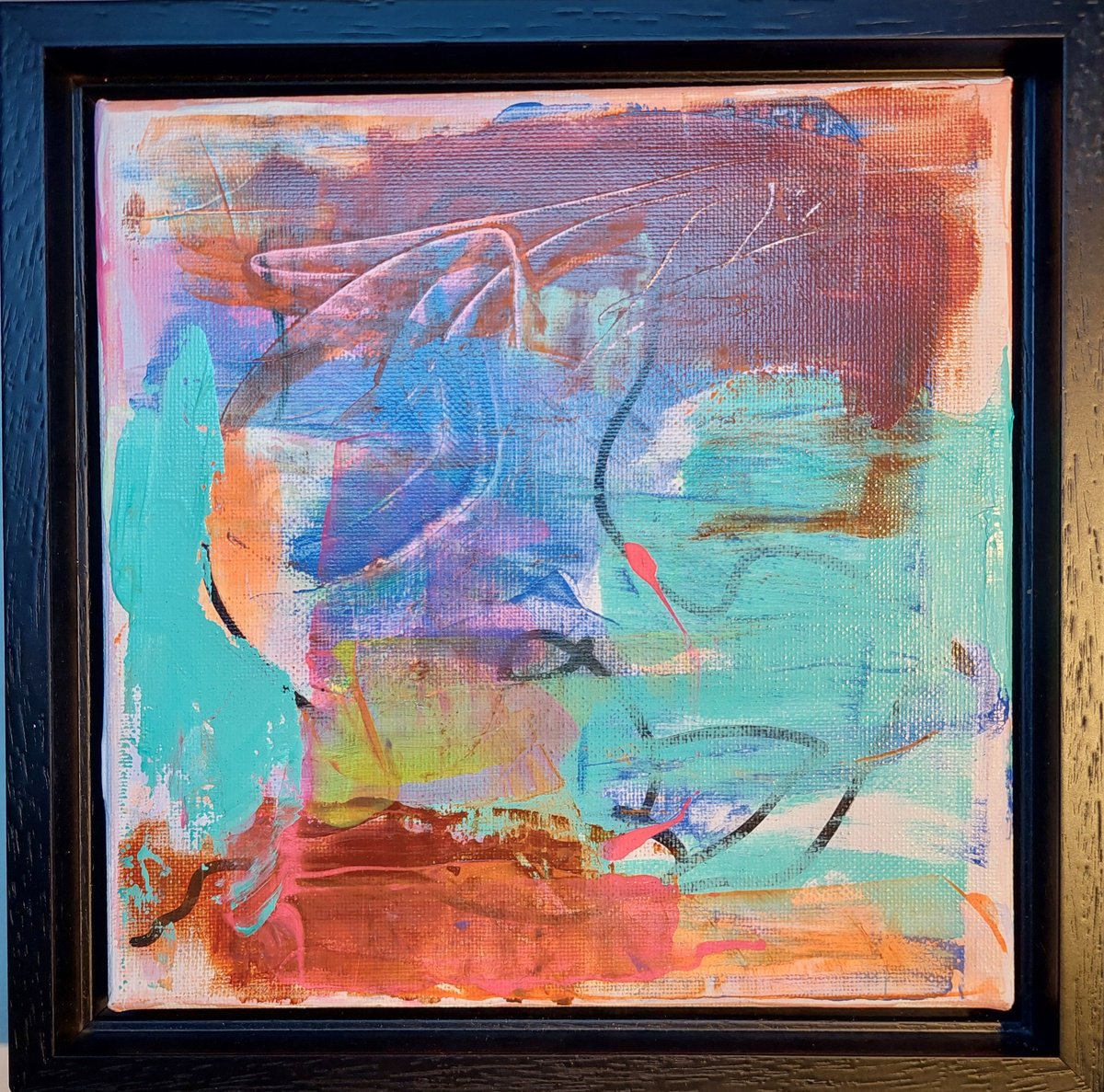 Abstract Acrylic Painting By Els Driesen, 1 X 1, Happy Morning, Original Artwork