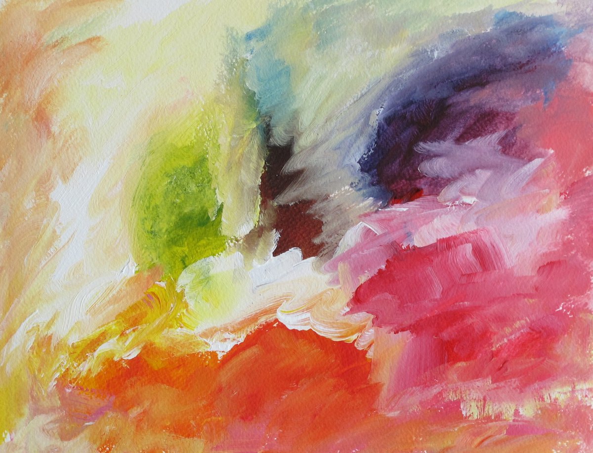 Abstract Acrylic Painting By Fabienne Monestier, 13 X 9, Moody Study, Original Artwork