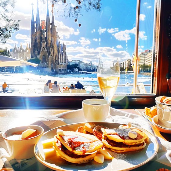 Breakfast in sunny Barcelona