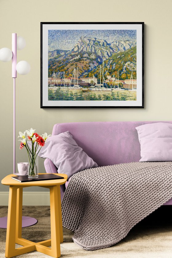 "Yachts at the pier"