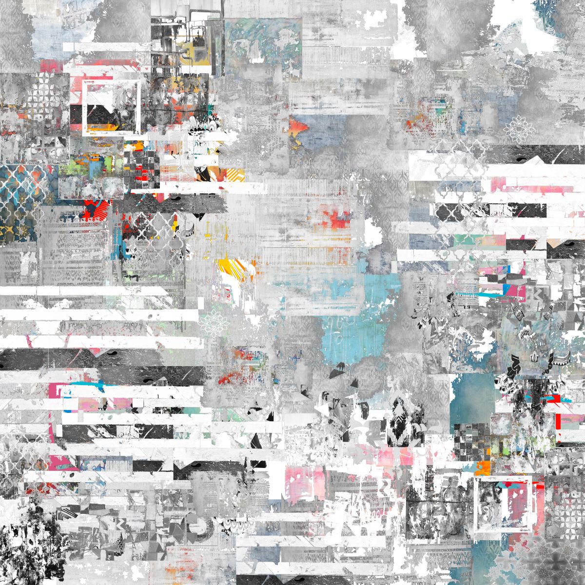 Abstract Collage By The Most Active, 20 X 20", Different View, Original Artwork