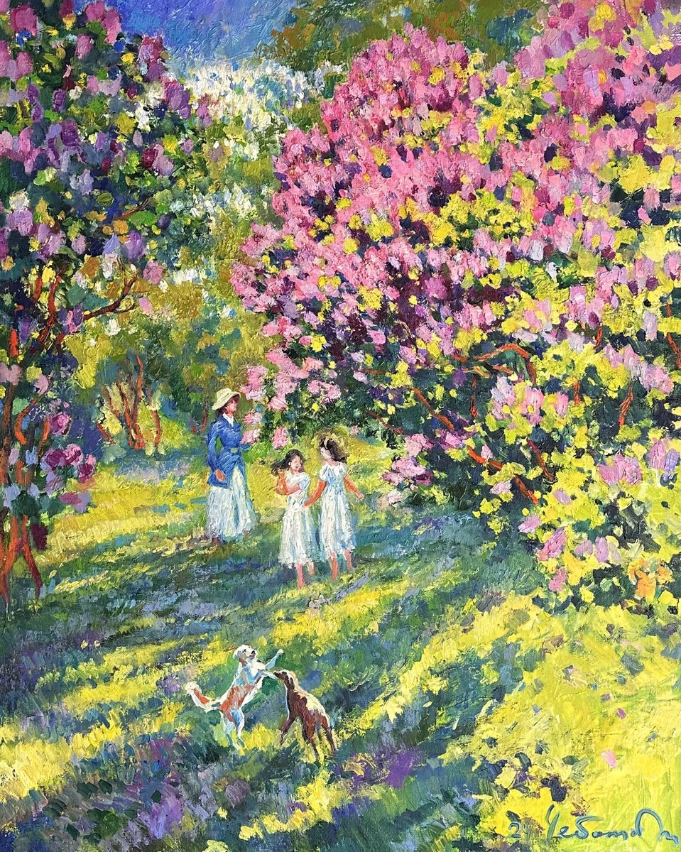 Impressionistic Botanical Oil Painting By Andrii Chebotaru, 39 X 49, - A Walk In A Heavenly - ?, Original Artwork