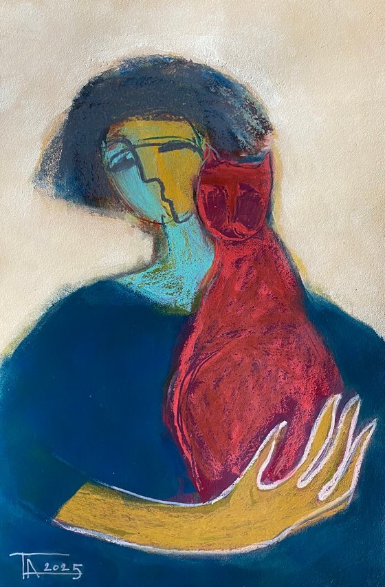 Portrait with a red cat.