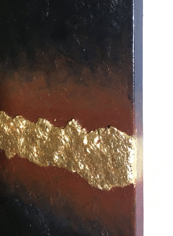 SALE! Gold & Black - Relief on Canvas