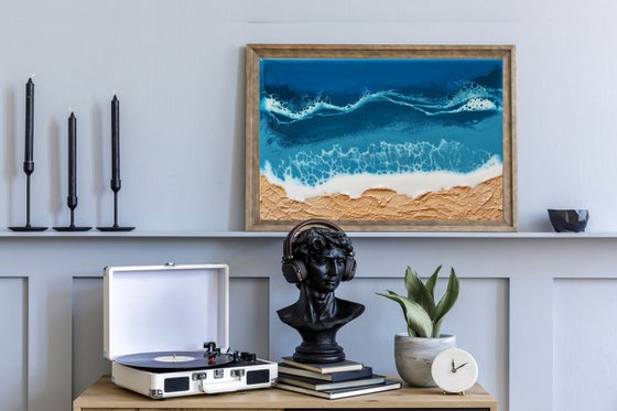 Set of 3 seascape original resin artwork