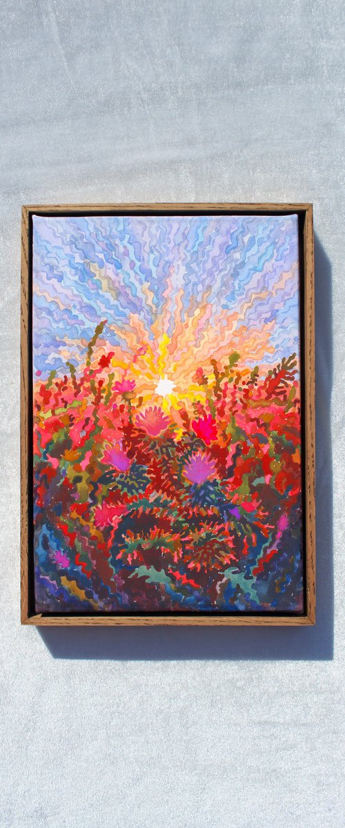 Pink Thistle Blossom by Tanbelia