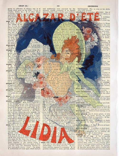 Alcazar d'Ete Lidia - Collage Art Print on Large Real English Dictionary Vintage Book Page by Jakub DK - JAKUB D KRZEWNIAK