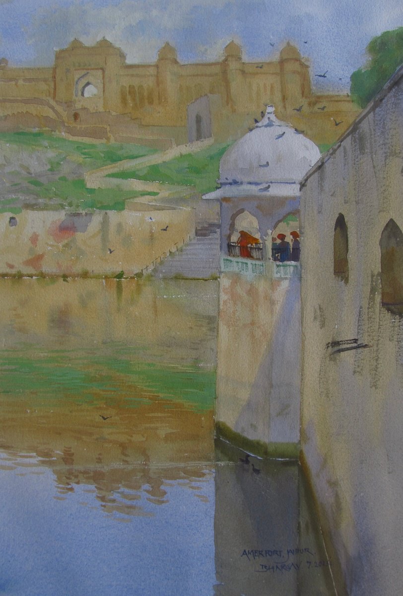 Impressionistic Landscape Watercolour By Bhargavkumar Kulkarni, 12 X 17, Yellow Ochre Of Rajasthan, Original Artwork