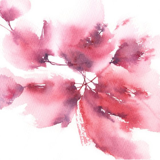 Delicate watercolor flowers painting, set Bright note