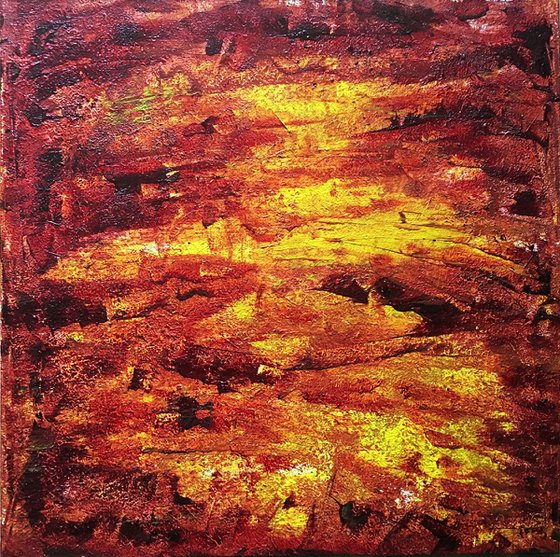 "Earth, Wind and Fire" - Save As Series - Original Large PMS Abstract Triptych Acrylic Paintings On Canvas - 66" x 42"