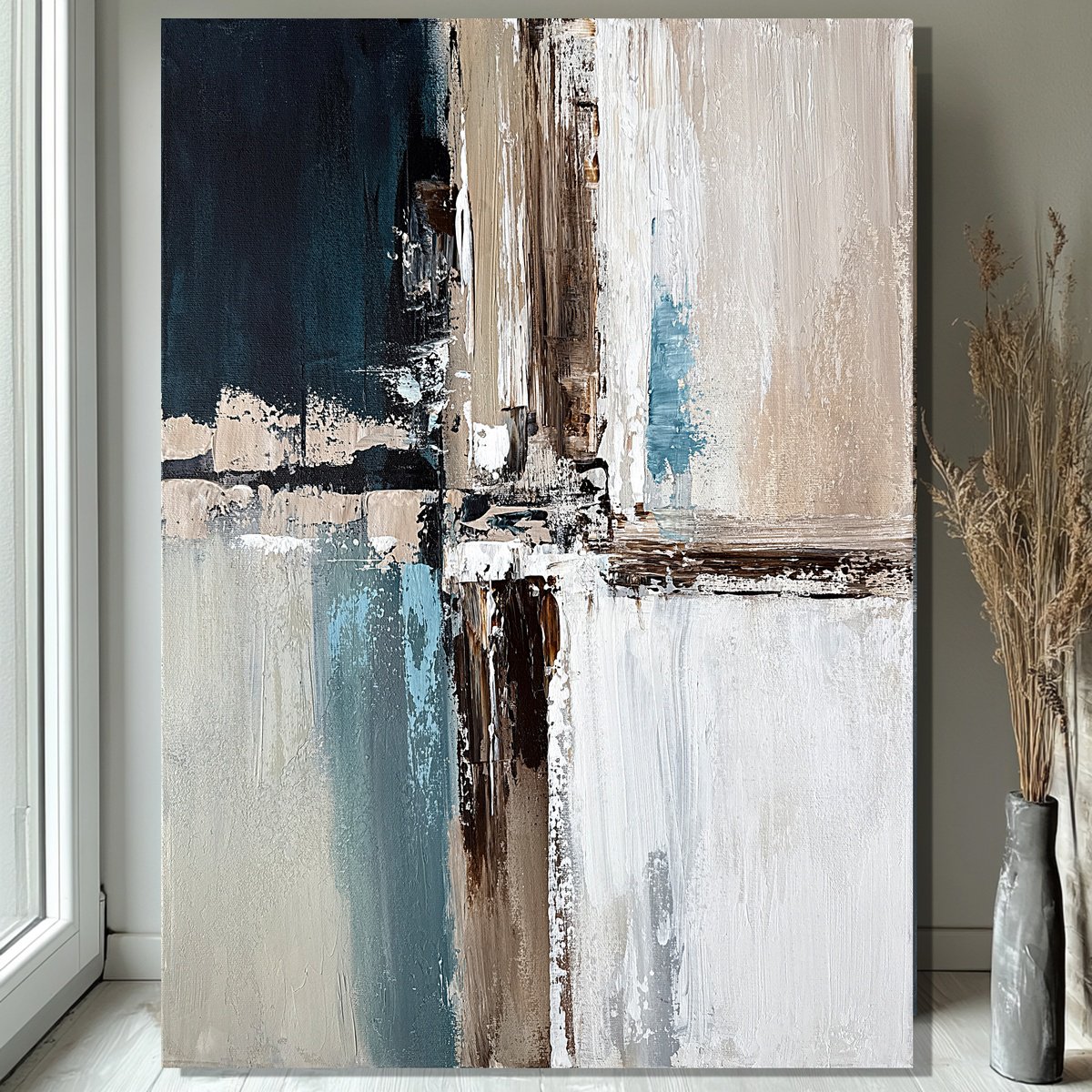 Organic Abstract Acrylic Painting By Tatiana Malinovscaia, 20 X 28", Structural Silence, Original Artwork