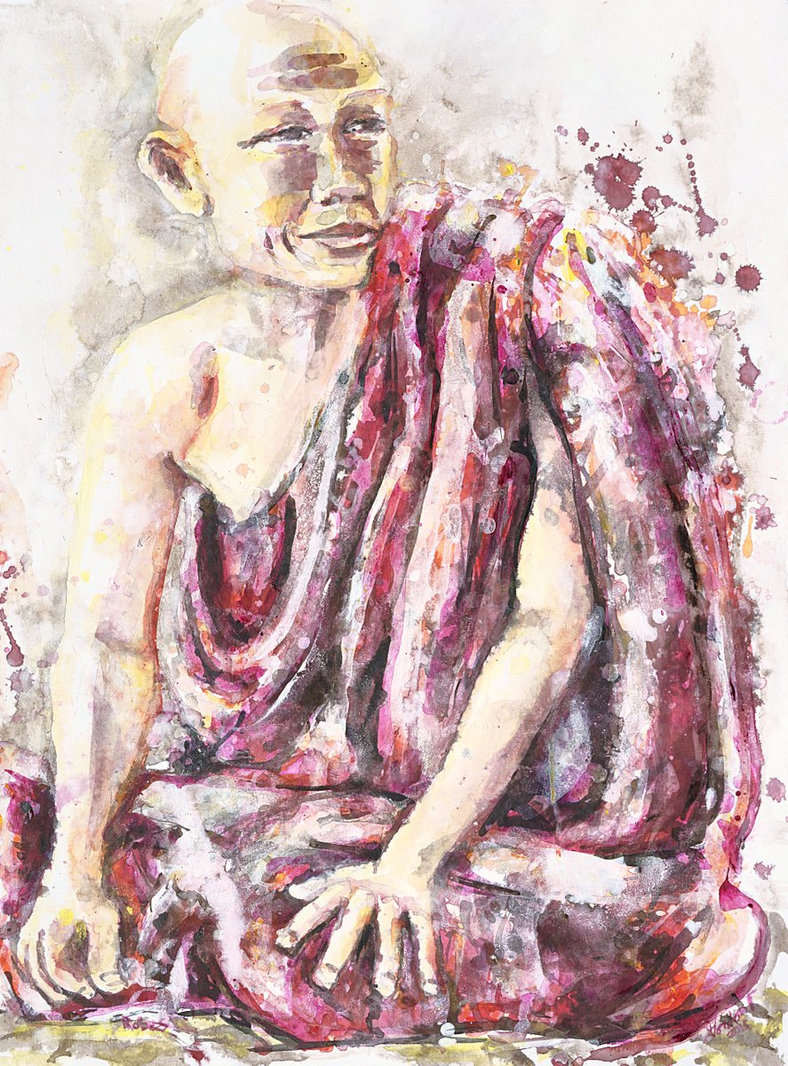 Expressive Portrait Acrylic Painting By Gordon T., 22 X 30, Robes, Original Artwork