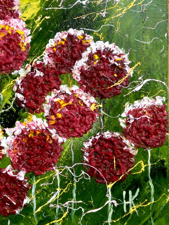 Dandelions oil impasto painting