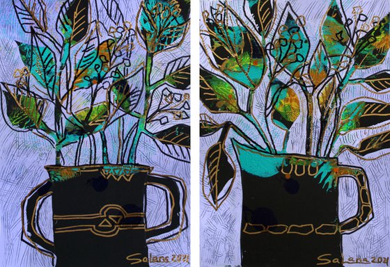 Bouquets / Stylized / Diptych /  ORIGINAL PAINTING