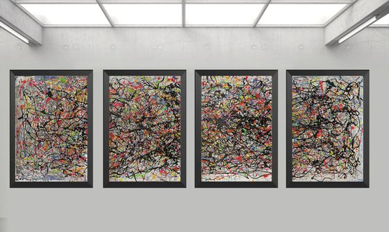 Rhythm of Color in Four - Quadriptych Painting