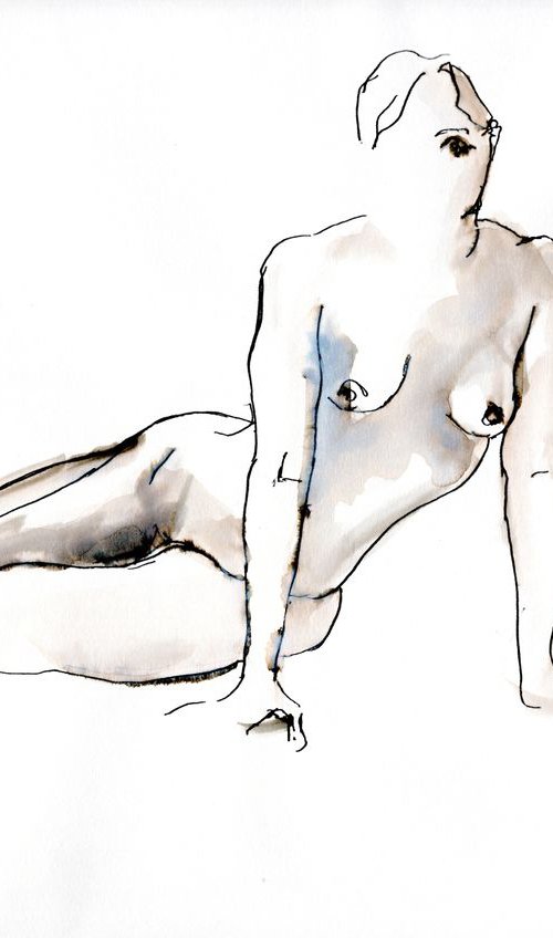 Nude - leaning pose by Louise Diggle