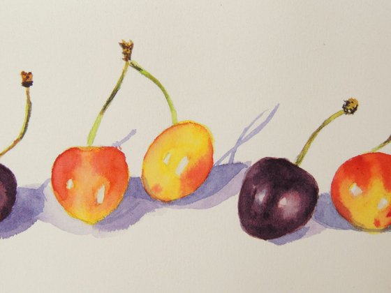 Cherries in a line