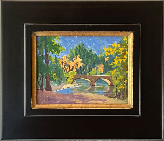 Bridge Over Merced River, Yosemite gouache miniature