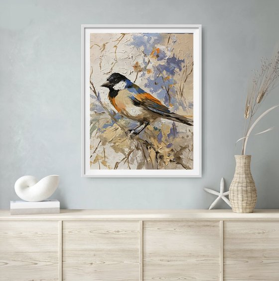 Winter Guest. The Varied Tit.