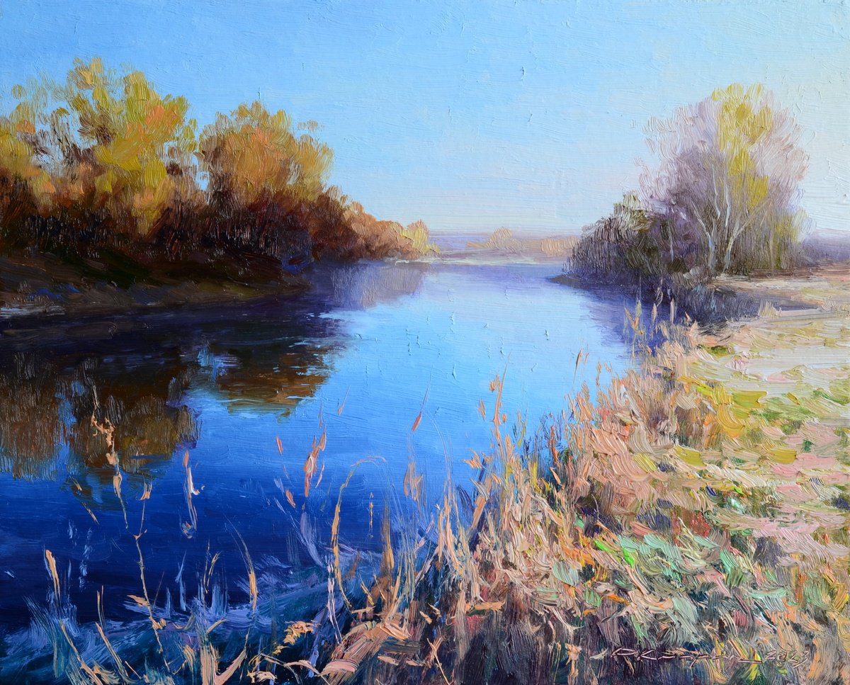 Impressionistic Landscape Oil Painting By Ruslan Kiprych, 10 X 8", Morning. Cool April, Original Artwork