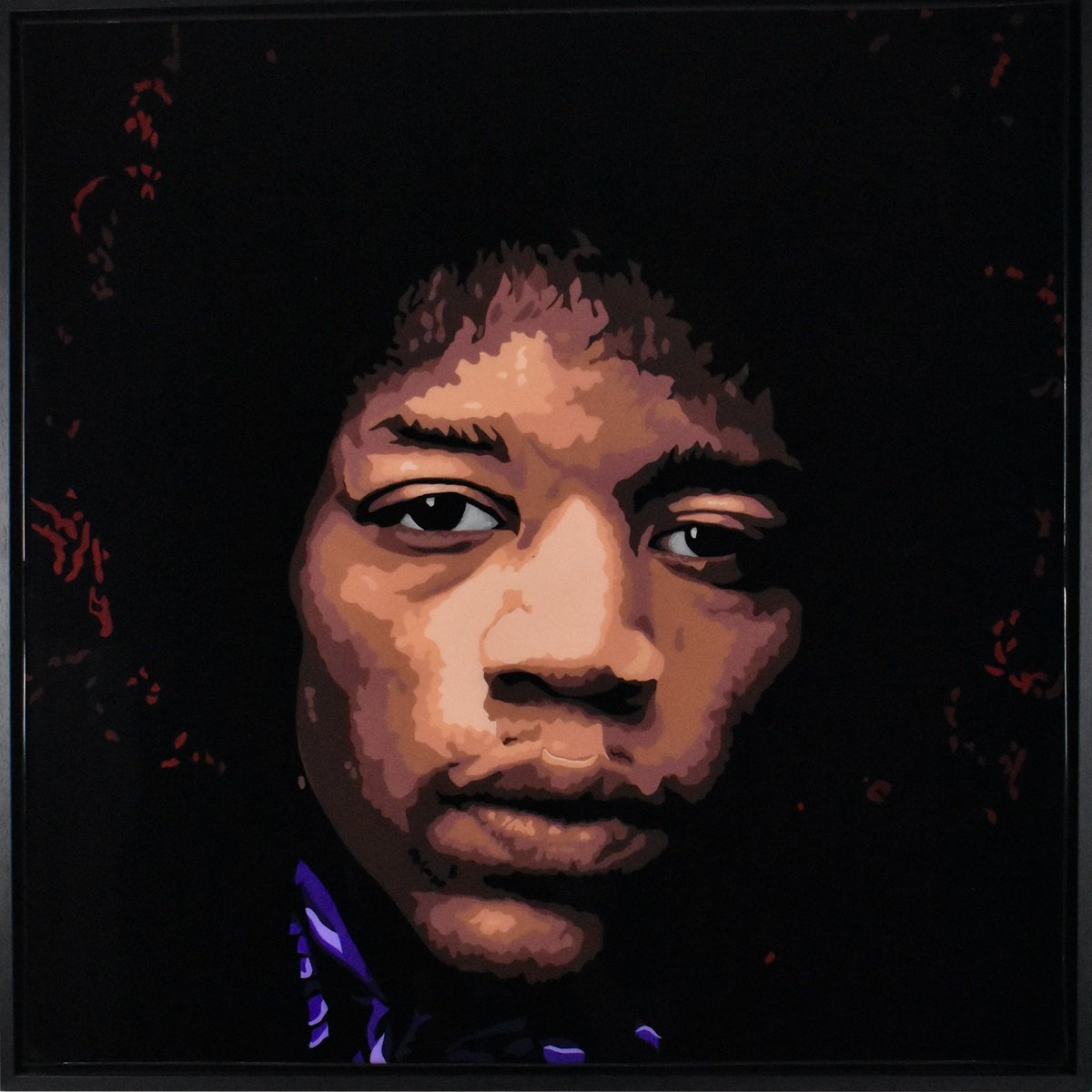 Jimi Hendrix framed painting by Robert Kerr