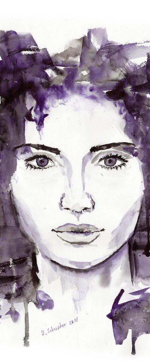 Abstract Watercolour women's portraits series. Paula by Yulia Schuster
