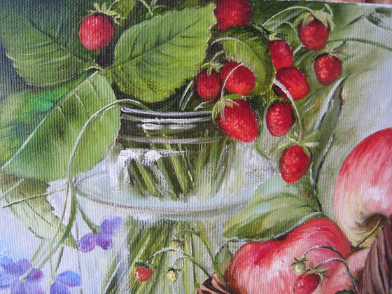 Apples and Wild Strawberries Still Life