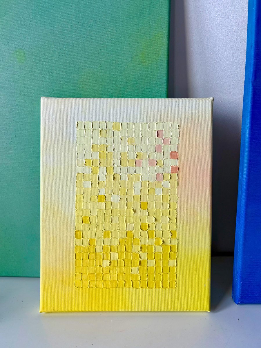 Geometric Abstract Oil Painting By Viva Hanu, 9 X 12", When The Music Is Good (...), Original Artwork