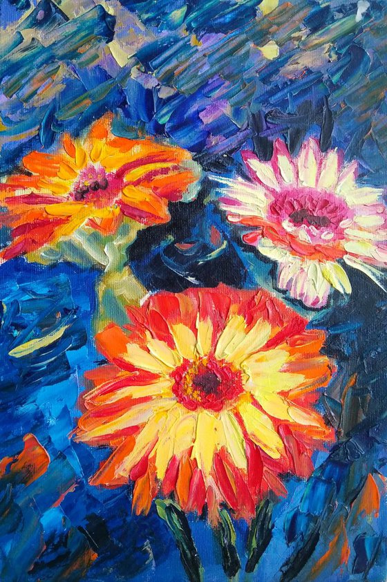 Daisy Painting Floral Original Art Dasies Flower Wall Art