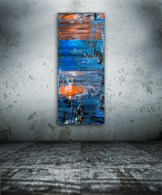 "Tower Of Ghosts" - FREE USA SHIPPING - Original PMS Abstract Acrylic Painting On Reclaimed, Upcycled Wood - 20" x 48"