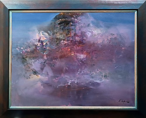 Beautiful framed enigmatic mindscape Foggy morning in Tibet by O Kloska by Kloska Ovidiu