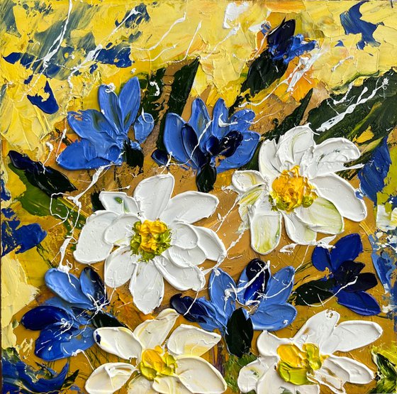 Daisy Cornflowers Painting