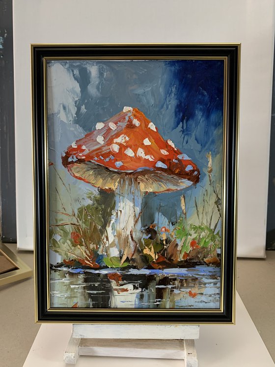 Fly agaric.Mushrooms landscape