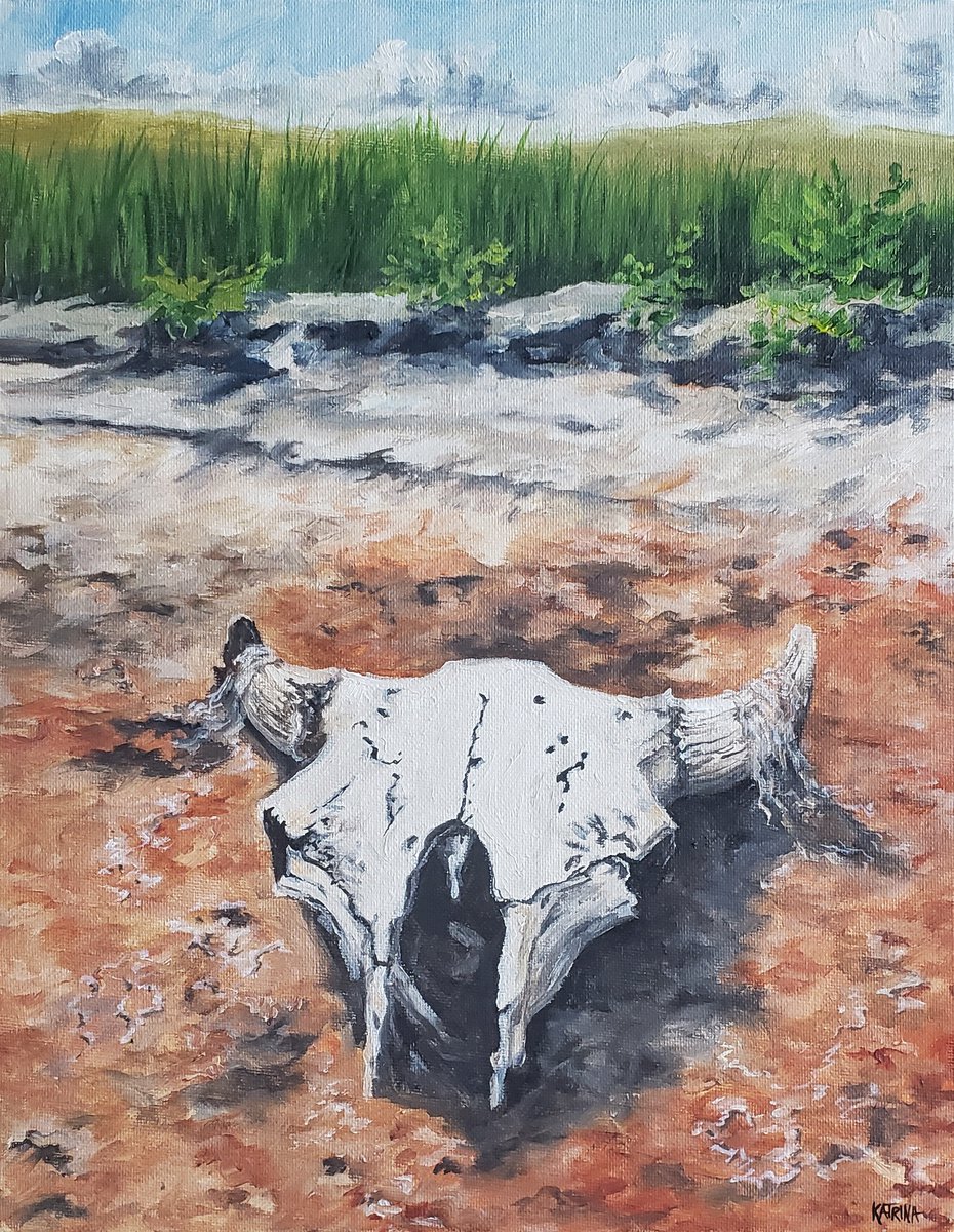 Washichu - Landscape - Buffalo - Skull by Katrina Case