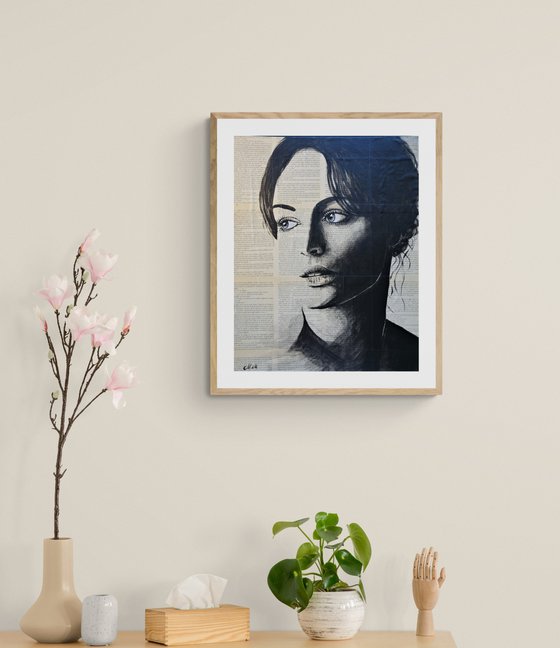 Paper portrait - mixed media wall art