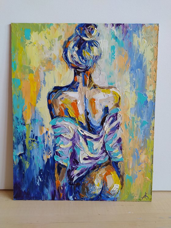 Morning time -  nude, erotic, body, woman, woman body, oil painting, a gift for him, gift for man, nu