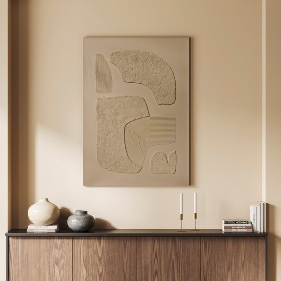 "Beige bay 2" Abstract high textured art