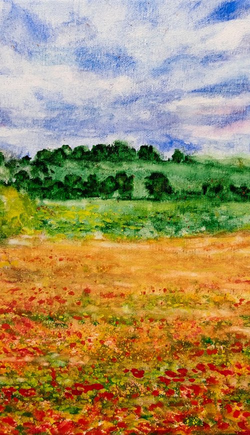 Poppies. Landscape with poppies. by Anastasia Woron