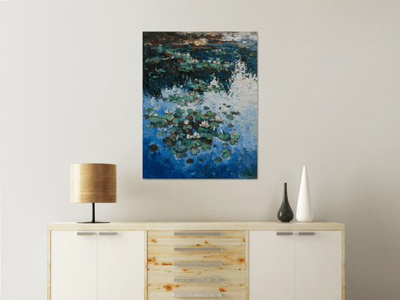 Water Lilies - Original Oil painting - FREE SHIPPING