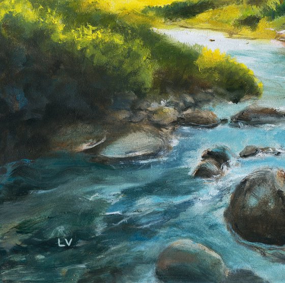 River in sunny mountain valley