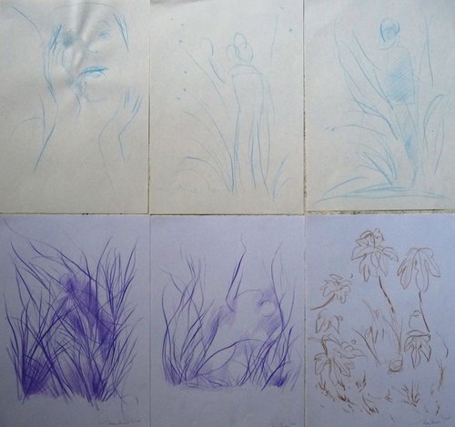 Six sketches - Plant Forms, 21x29 cm - affordable & AF exclusive ! by Frederic Belaubre