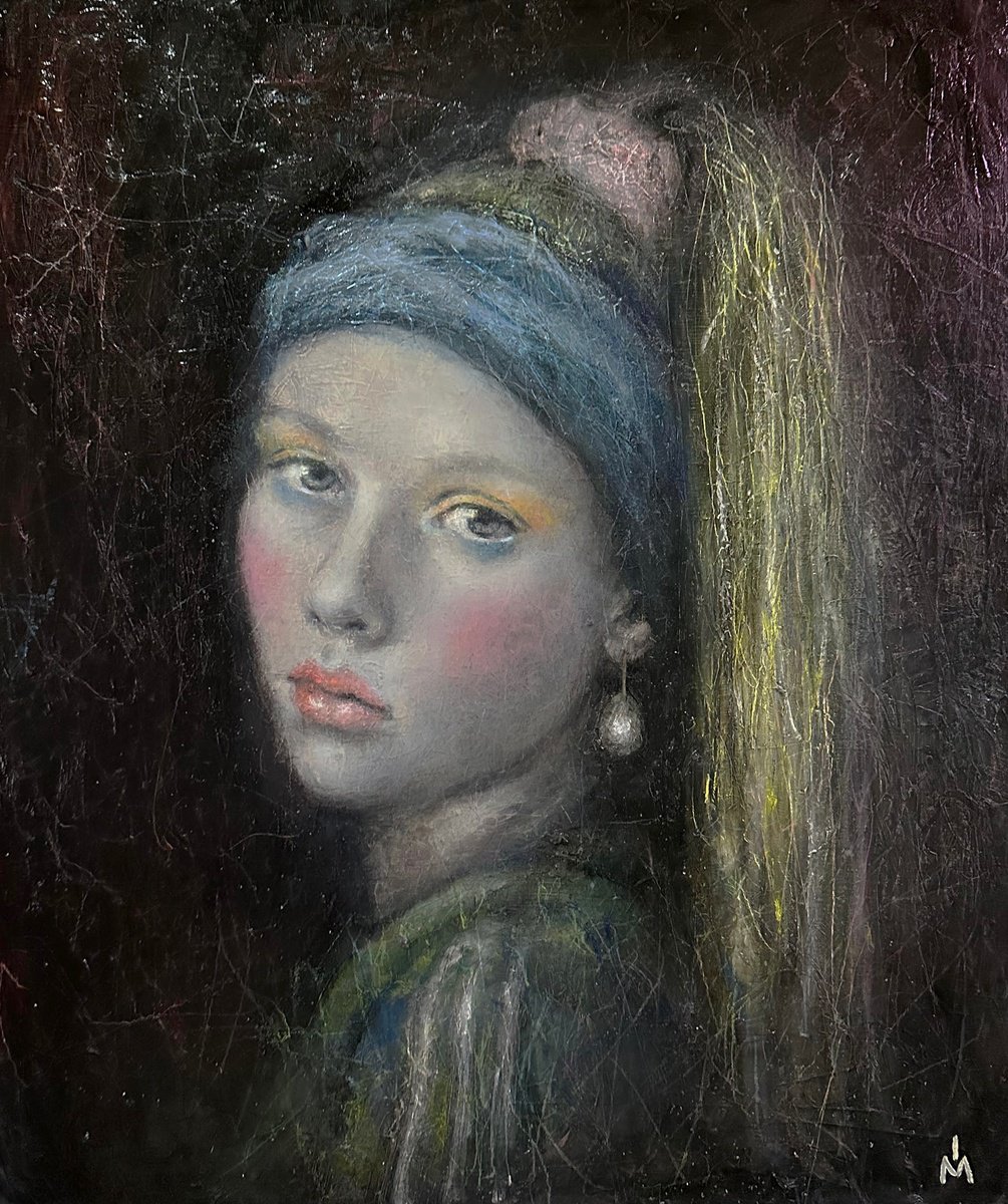 Surrealistic Portrait Oil Painting By Margarita Ivanova, 20 X 24", Any Problems?, Original Artwork