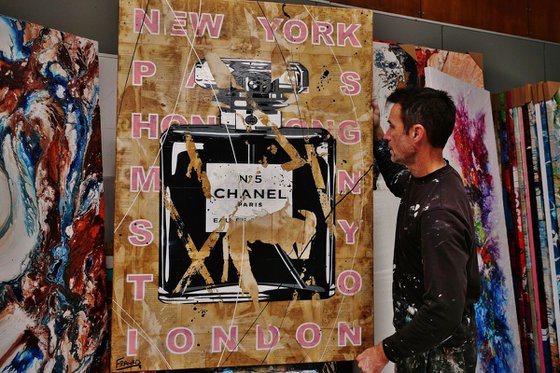 Ripped Chanel 140cm x 100cm Book Page Urban Pop Art